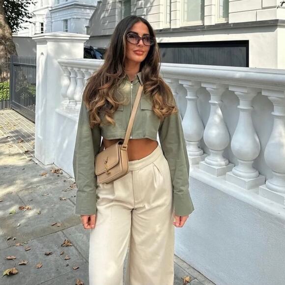 ZARA BLOGGER FAVORITE FULL-LENGTH FLARED PANTS - Picture 2 of 13